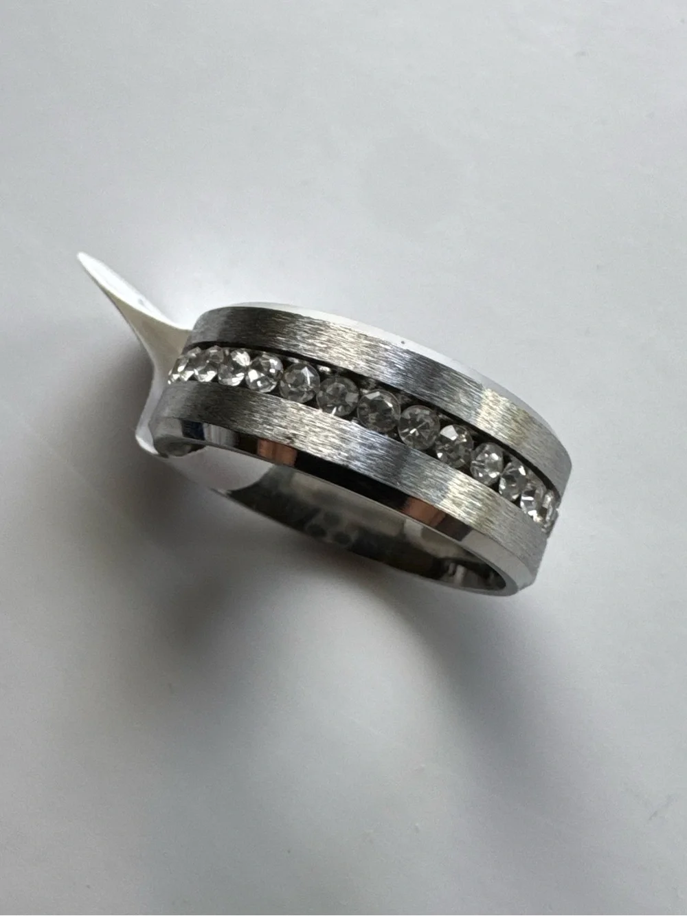 ❤️ Silver Crystal-Channel Band Ring Women Mens Jewelry Wedding Prom Size 9